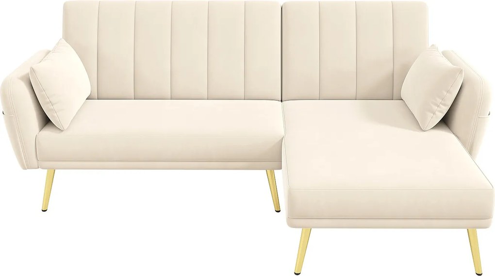 Nowoczesna składana sofa - Narożnik w kształcie L - Rozkładana sofa z dodatkowym narożnikiem - beżowy