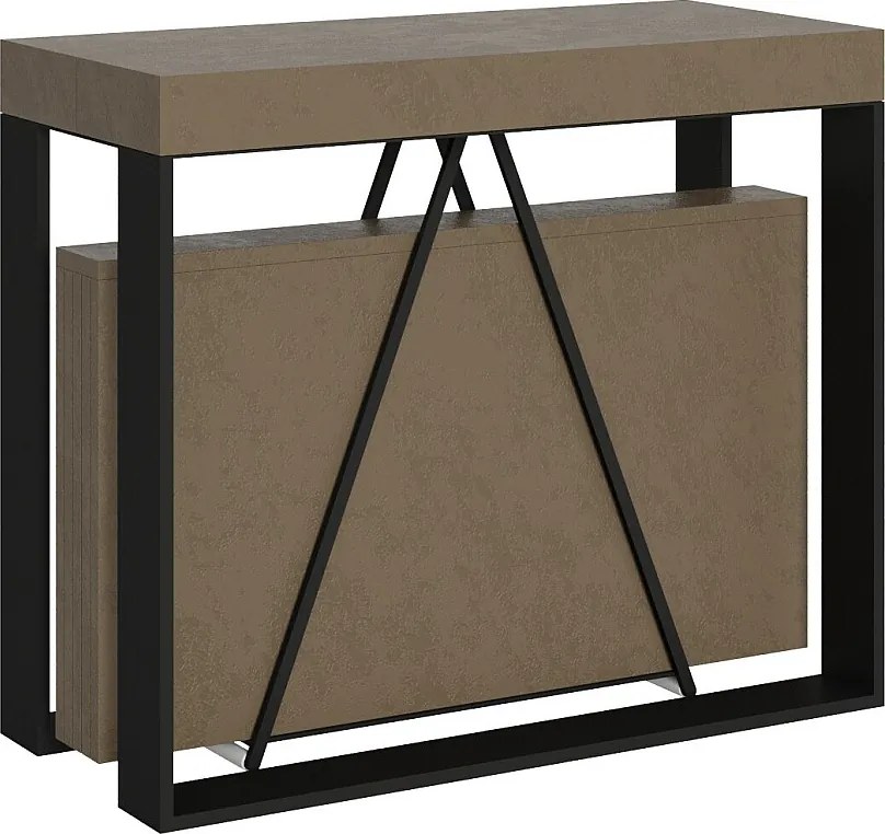 Konsola rozkładana 90x40/196 cm Sketa Small szaro-beżowy rama w kolorze antracytu