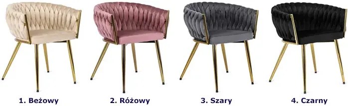Różowe krzesło fotelowe welurowe glamour T9-W48