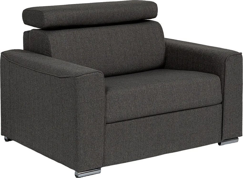 Fotel rozkładany typu express z szarej tkaniny - Posłanie na szerokich listwach 70 cm - Materac 14 cm VIZIR