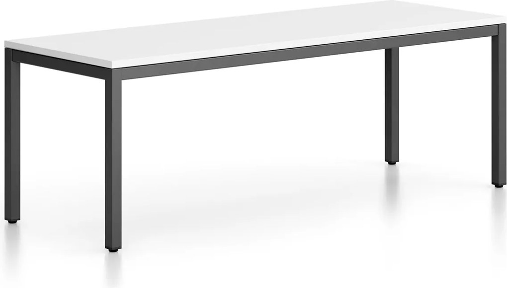 Ławka FRAME, podstawa czarna, 1685 x 404 x 468 mm, biały