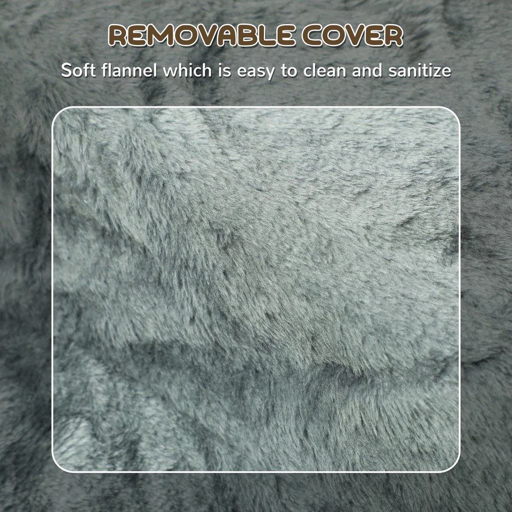 PawHut Składana drabinka dla zwierząt, 3 stopnie, pokrywa z pluszu do prania, płyta wiórowa, 46 x 35 x 35 cm, Jasnoszary