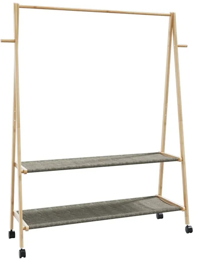 Wieszak bambusowy na kółkach z 2 półkami 132cm D6-Z58
