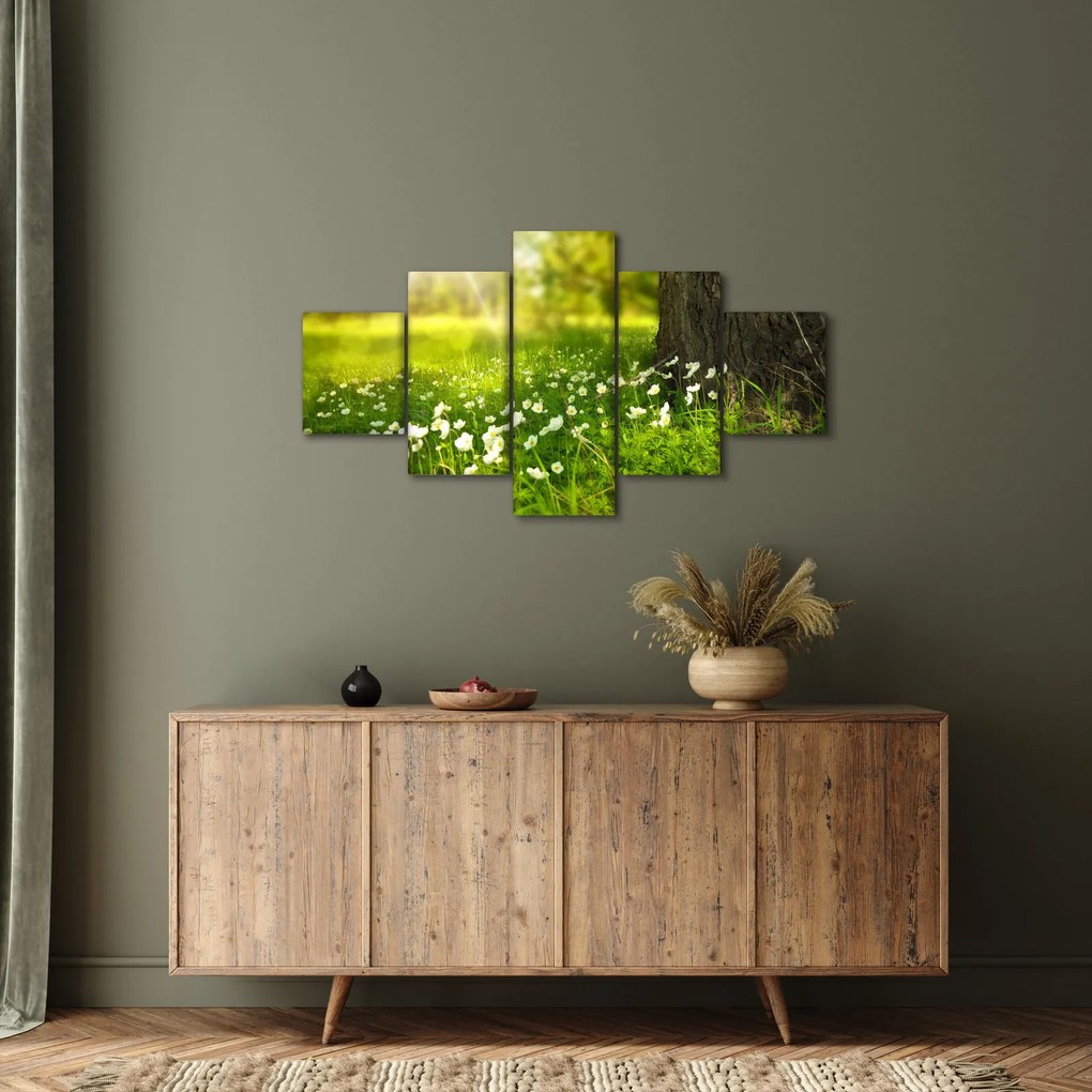 Obraz polany i kwiatów (125x70 cm)