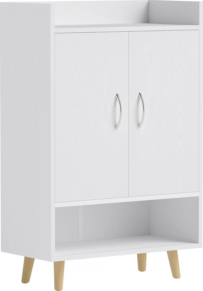 HOMCOM Nowoczesna biała szafka na buty z drzwiami i półkami, idealna do korytarza, 60 x 30 x 92 cm