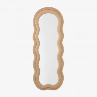 Lustro Ścienne Nieregularne 60x160 Cm Tapicerowane Evelyn Chenille Peach - Sklum