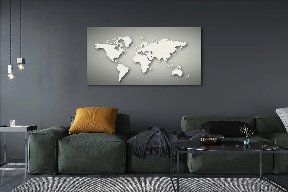 Obraz na płótnie Biała Mapa na Szarym Tle