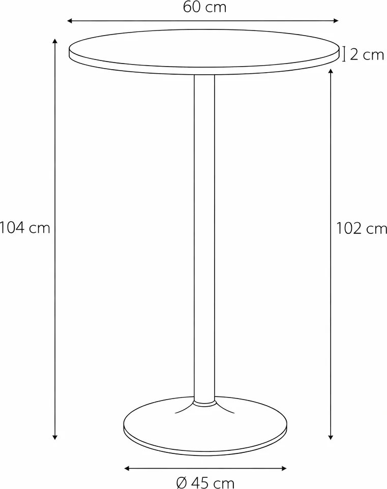 Stół barowy Hvar okrągły, czarny 60 cm