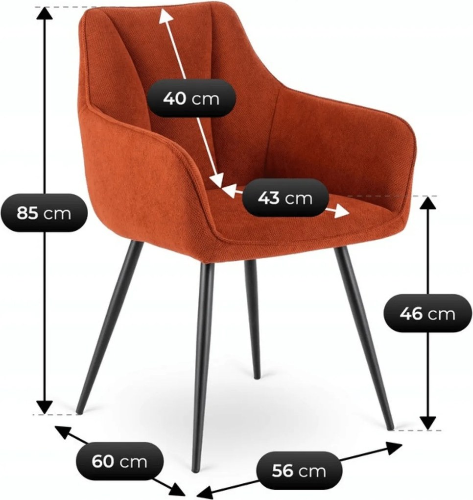 Krzesło Tapicerowane do Salonu NAWARA Rude Nowoczesne