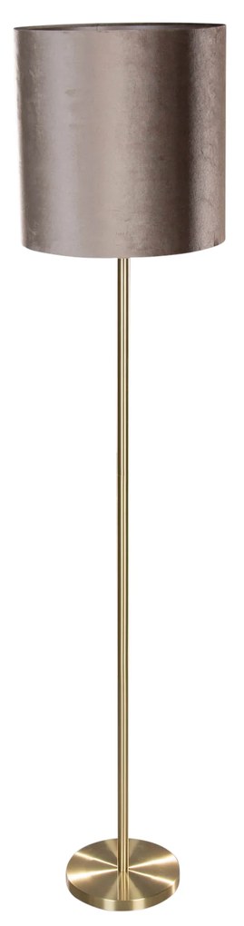 Lampa podłogowa mosiężna z aksamitnym abażurem taupe 50 cm - Simplo klasyczny/Antyczny Oswietlenie wewnetrzne