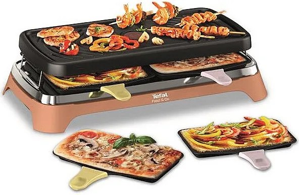 Raclette TEFAL RE651JF0 8 osób 1450W - Multifunkcyjny, Grill, Plancha, Pizza Party, Brunch, Książka kucharska
