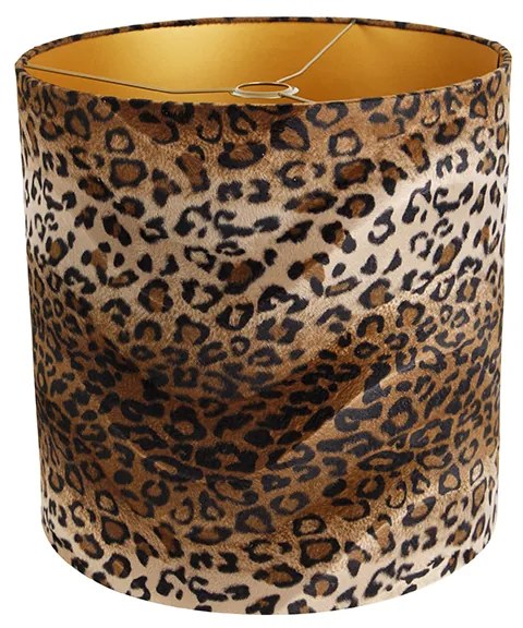 Abażur welurowy w leoparda 40/40/40 złoto w środku klasyczny/Antyczny