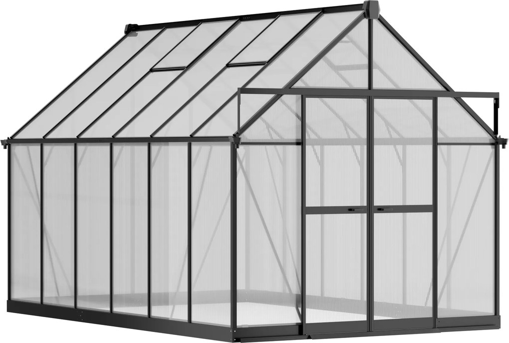 Szklarnia 240 x 244 x 371 cm, wzmocniona konstrukcja, poliwęglan 6 mm