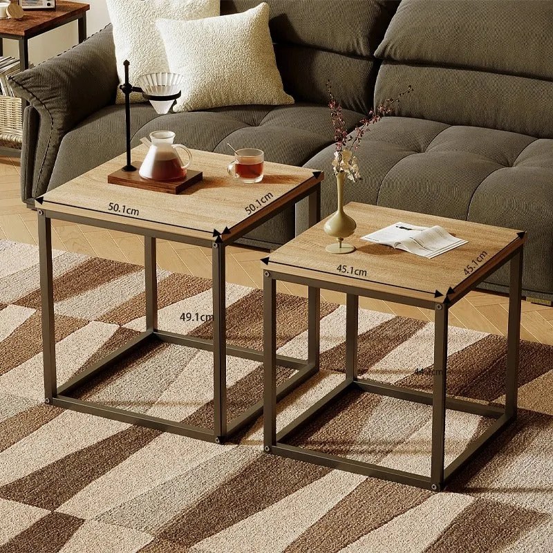 Stolik kawowy ława stół zestaw stolików 2w1 loft industrialny jasny brąz