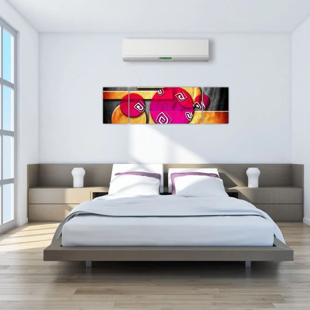 Abstrakcyjny obraz z historycznymi symbolami (170x50 cm)