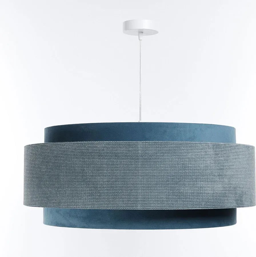 Niebieska welurowa lampa wisząca z abażurem - A353 N0-D16