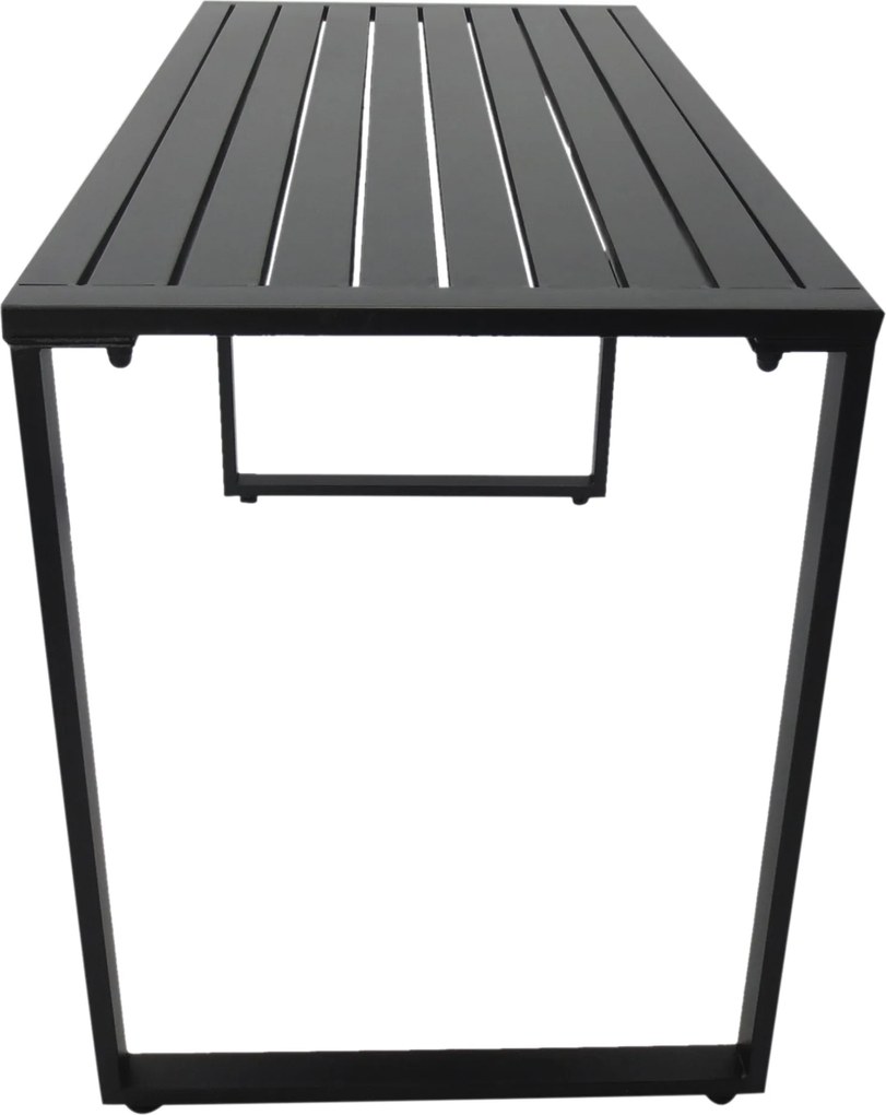 Outsunny Stylowy Zestaw Mebli Ogrodowych 3-częściowy - Stół i 2 Ławki, Metalowa Konstrukcja, Czarny Kolor, 110x55x70cm