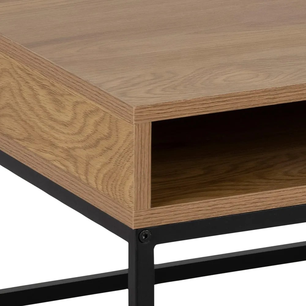 Stolik z blatem w dekorze dębu w ciemnym naturalnym kolorze 80x80 cm Willford – Actona