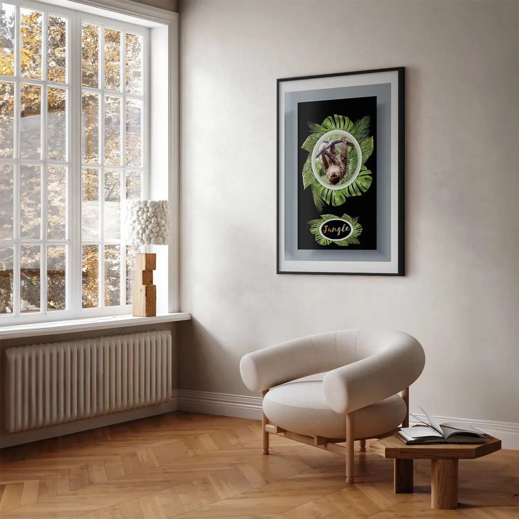 Plakat Leniwiec 60x90 cm z ramą czarną z marginesem ARTGEIST B