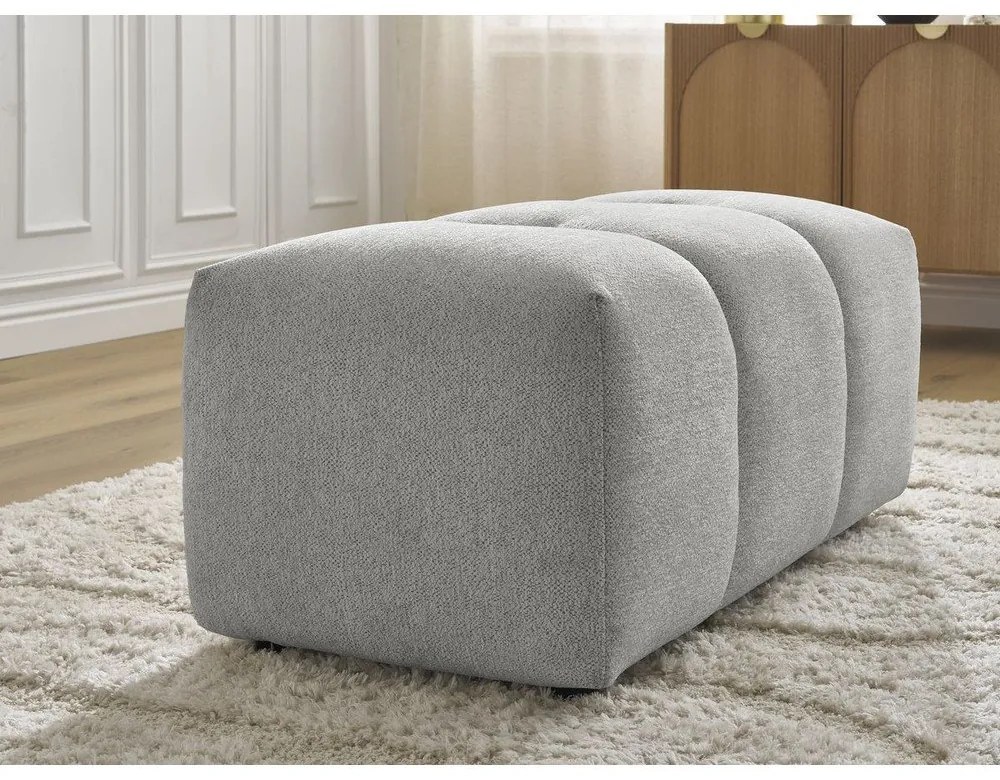 Jasnoszary podnóżek z tkaniny szenilowej Roxelane – Bobochic Paris