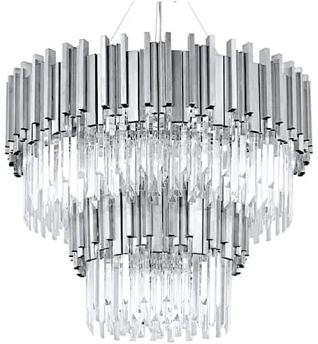 Illuminating Chrom Fall - żyrandol kaskadowy, kryształowy w kolorze srebrnym