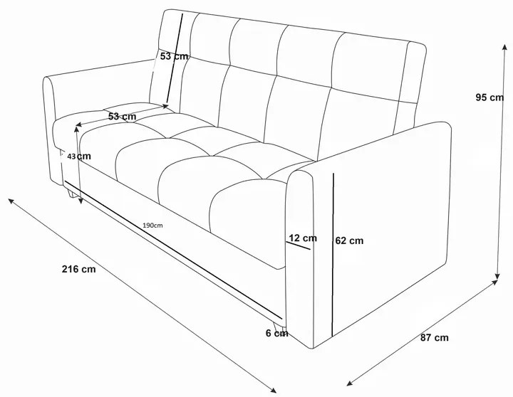 Czarna tapicerowana minimalistyczna wersalka Oldex 6X