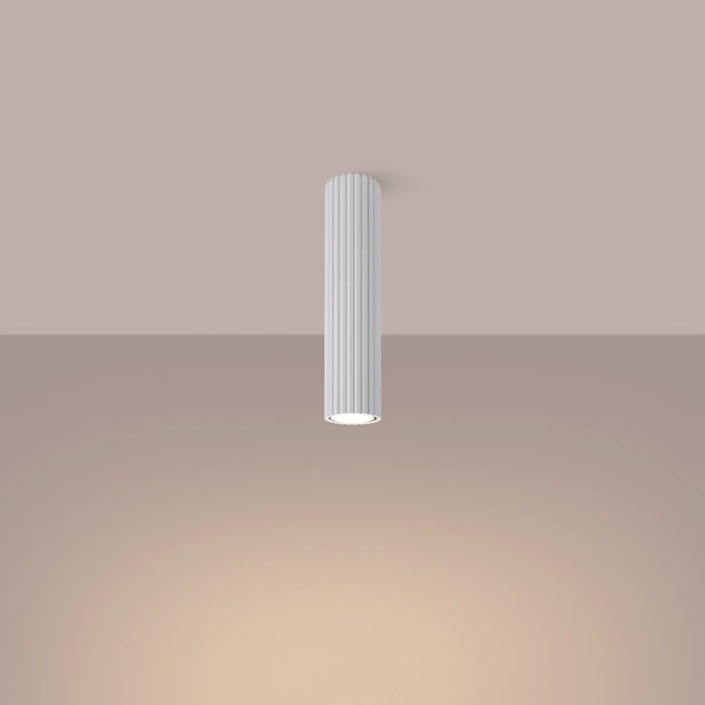 Plafon KARBON 30 biały ryflowany SOLLUX LIGHTING