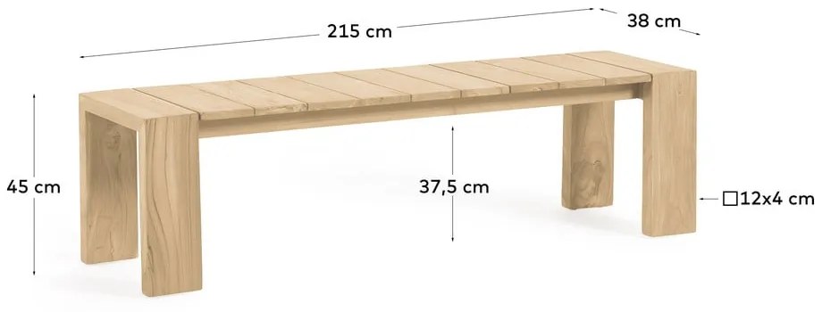 Drewniana ławka ogrodowa w naturalnym kolorze Victoire – Kave Home