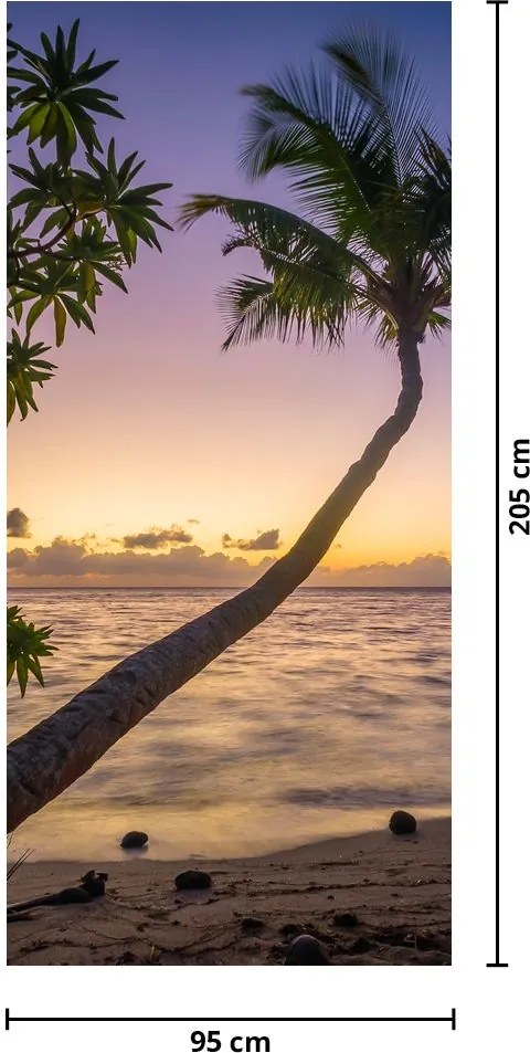 Fototapeta na drzwi - Palma na plaży (95x205cm)