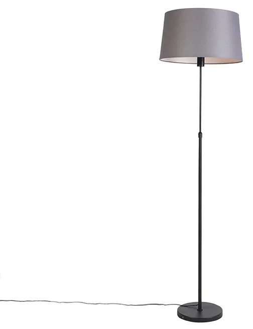 Lampa stojąca czarna z abażurem z ciemnoszarego lnu 45 cm - Parte