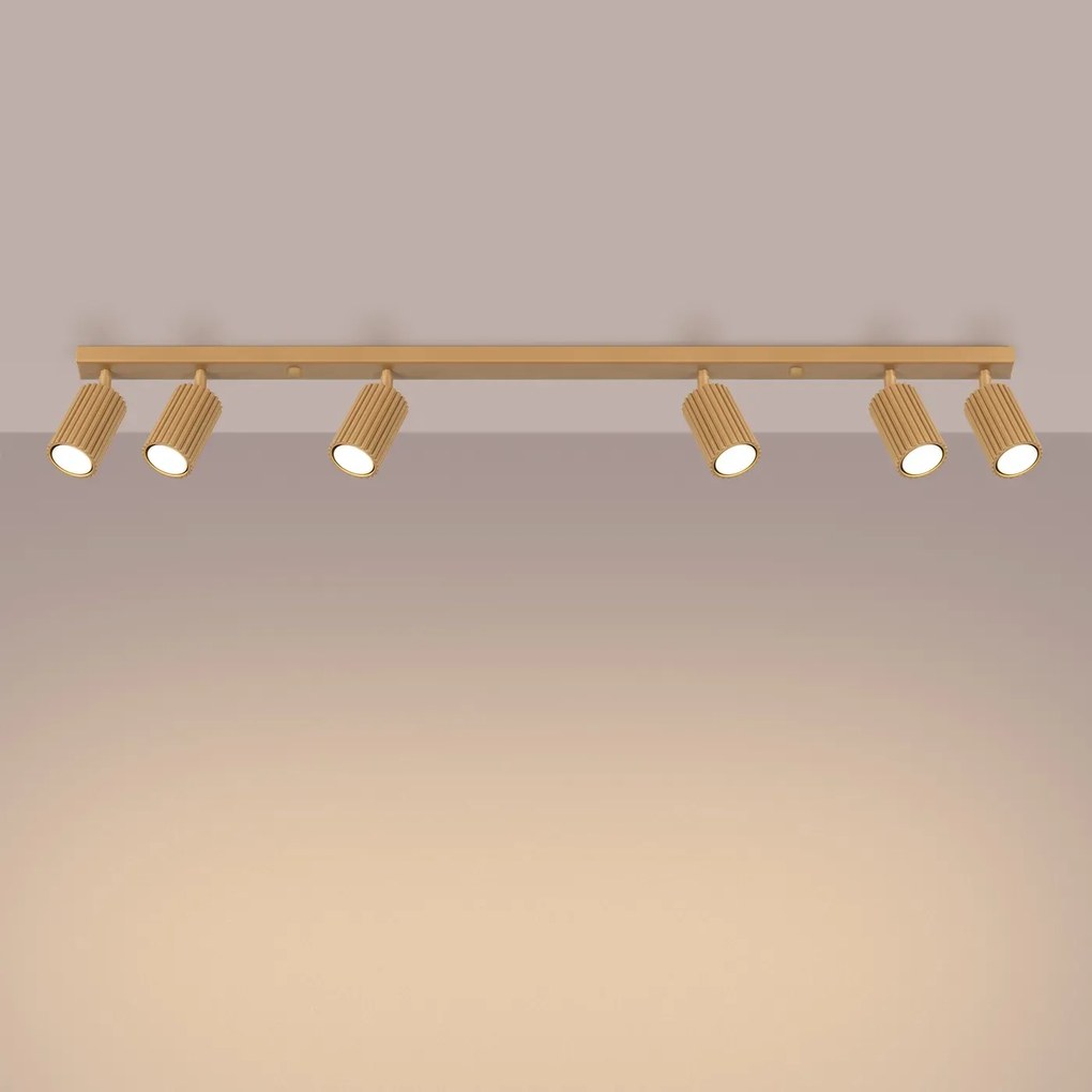 Listwa oświetleniowa 6-punktowa KARBON 6L złota ryflowana SOLLUX LIGHTING