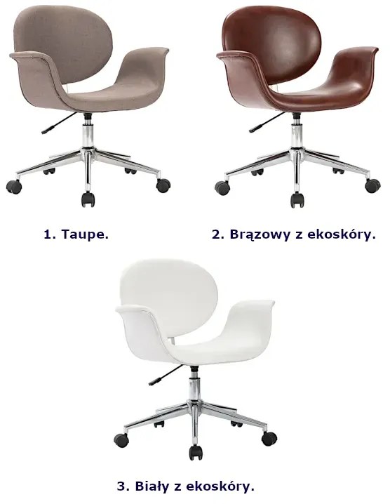 Białe obrotowe krzesło do biurka z ekoskóry B1-C26