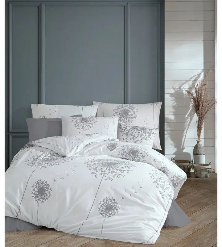 BedTex Bawełniana pościel Pampeliška szara, 220 x200 cm, 2 szt. 70 x 90 cm