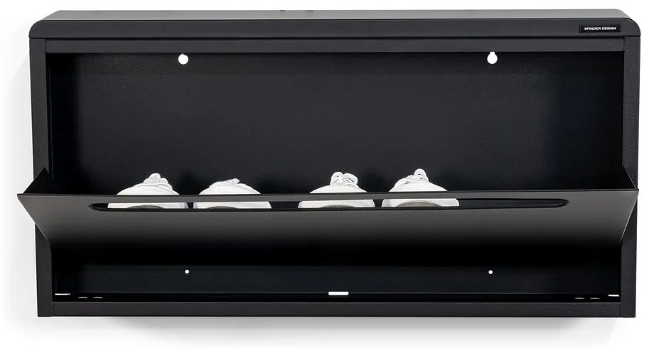 Czarna metalowa uchylna/wisząca szafka na buty 75x38x13 cm Mario – Spinder Design