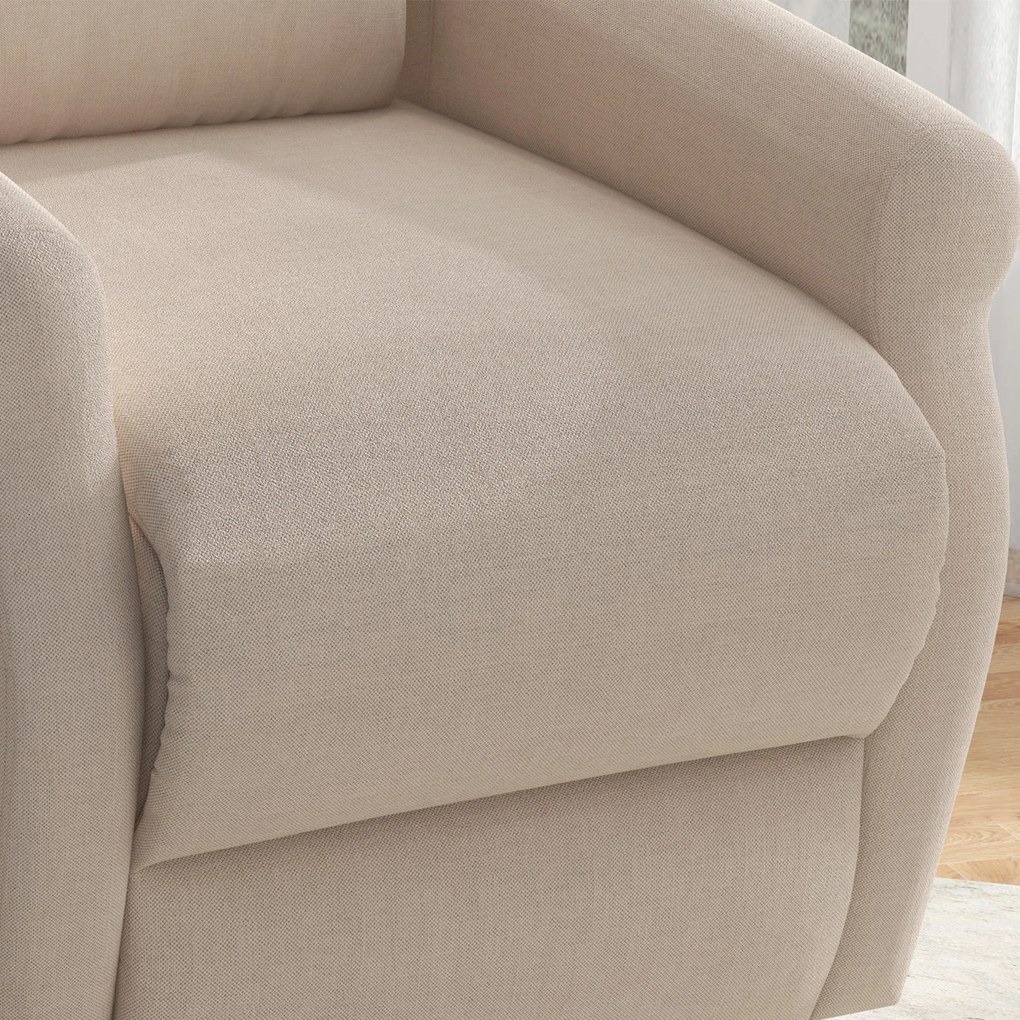 HOMCOM Fotel Relax z funkcją pomocy przy wstawaniu, leżenie, do 200kg, 72,5x94x109cm, kremowy