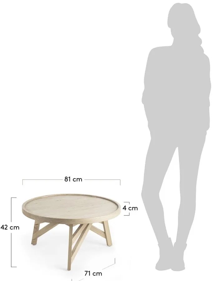 Stolik z drewna mindi Kave Home Thais, ø 80 cm