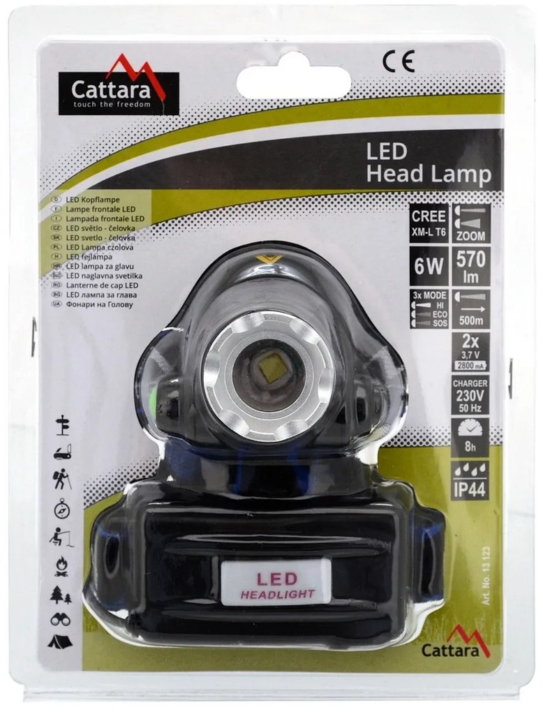 Cattara Latarka czołowa LED Zoom, 570 lm