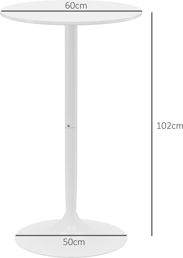 HOMCOM Okrągły stolik barowy biały stół kuchenny do salonu i jadalni stalowy Ø60 x 102 cm | Aosom PL