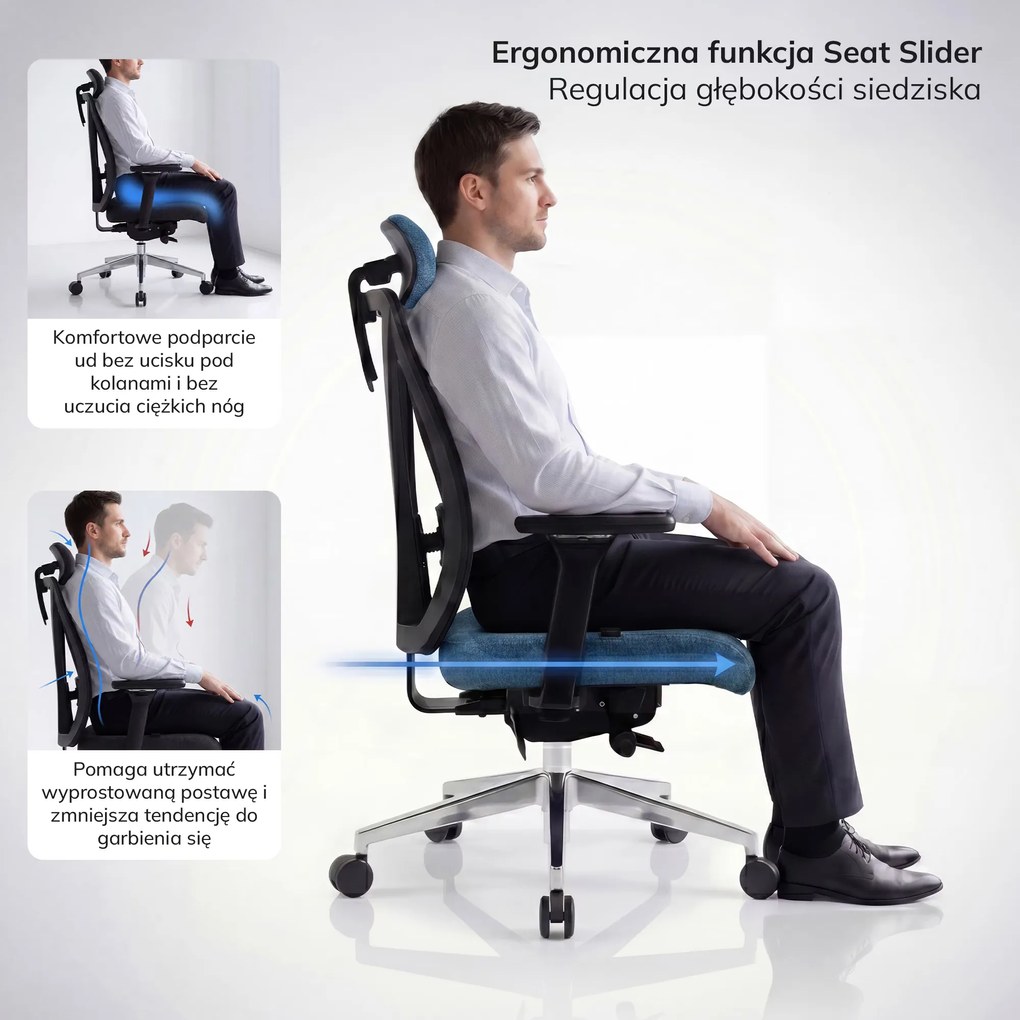 Fotel biurowy ergonomiczny ciemnoniebieski VECTOR