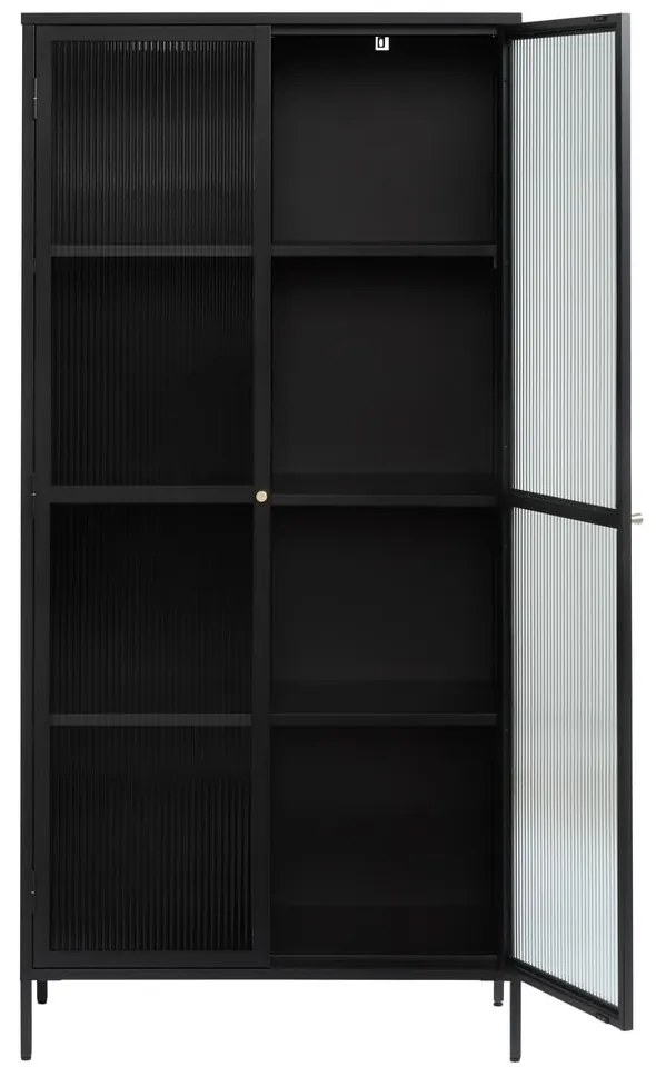 Czarna metalowa witryna 90x190 cm Bronco – Unique Furniture