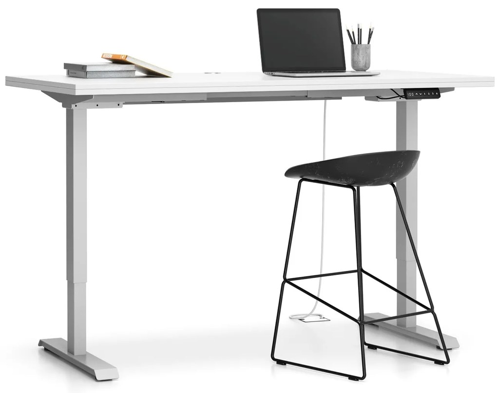 Biurko z regulacją wysokości SINGLE LAYERS, 160x80 cm, 2 silniki, biały