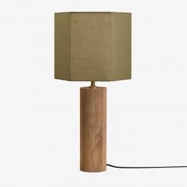 Lampa Stołowa Z Drewna Mango Carolina Drewno Mango & Sage Green Ø30 Cm Tenerife - Sklum