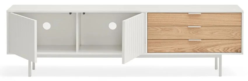 Biało-naturalna szafka pod TV w dekorze dębu 180x52 cm Sierra – Teulat