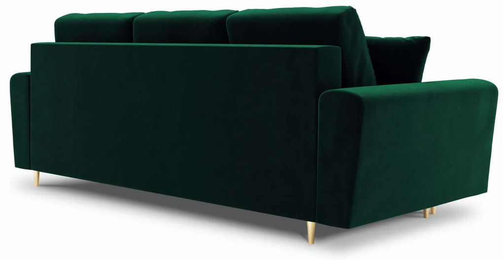 Sofa MOGHAN aksamit welur ciemna zieleń z funkcją spania