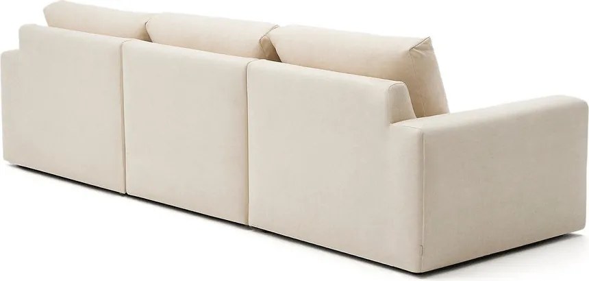 Beżowy narożnik z tkaniny szenilowej (prawostronny/z szezlongiem) Alea – Kave Home