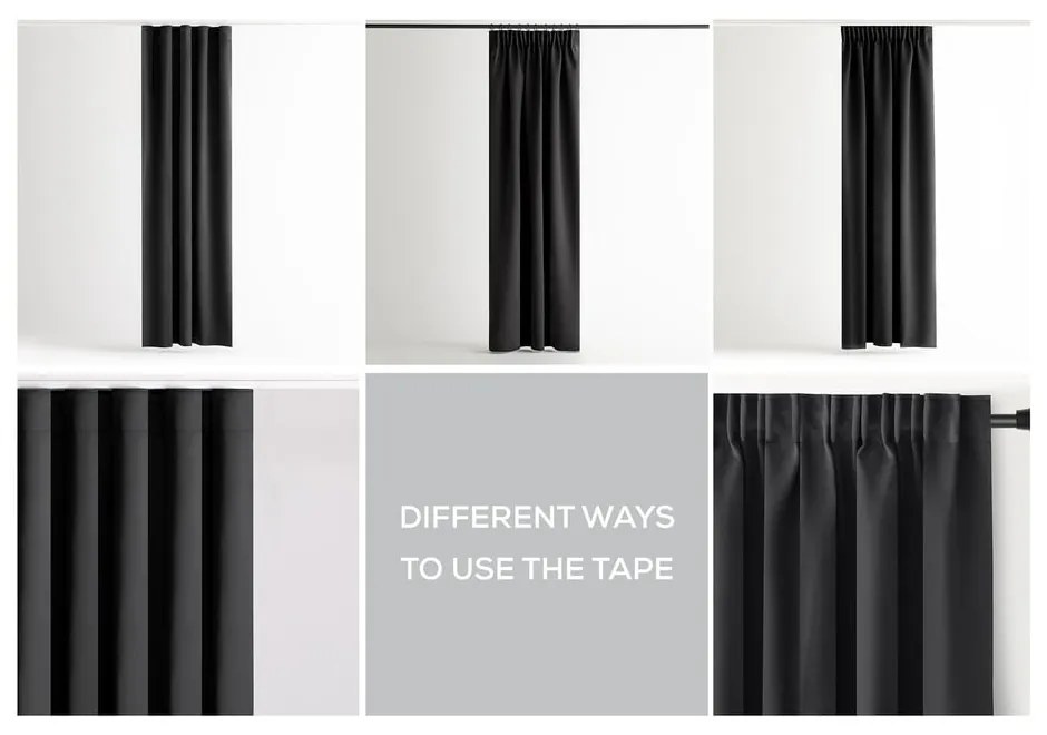 Czarna zaciemniająca zasłona termiczna 140x270 cm Pleat – Restilo