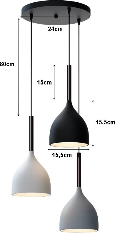 Lampa sufitowa metalowa klosz wisząca AT21-3SZ-MIX