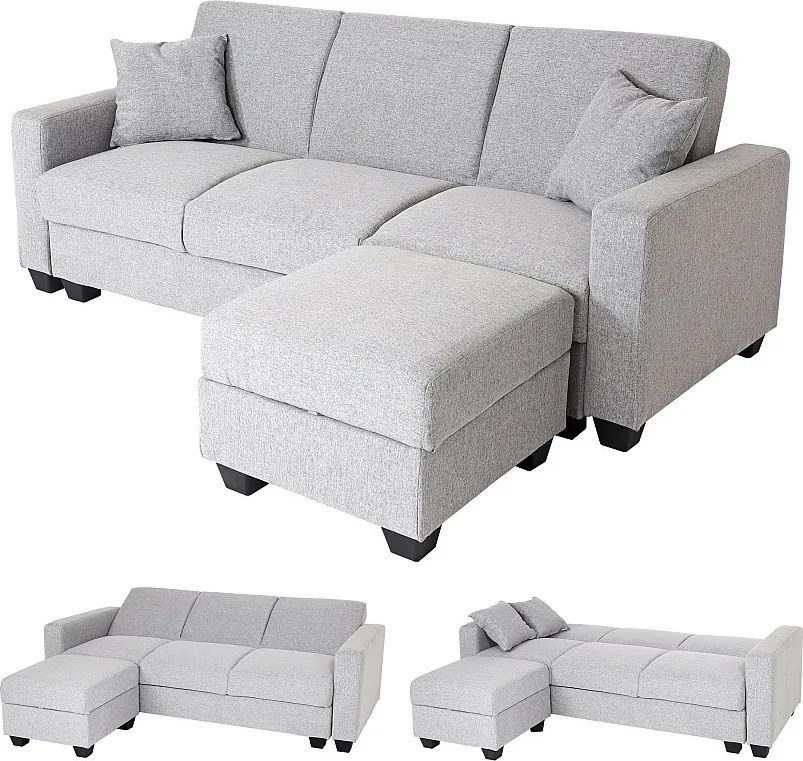 Sofa MCW-H47 z otomaną,  tkanina/tekstylia jasnoszary