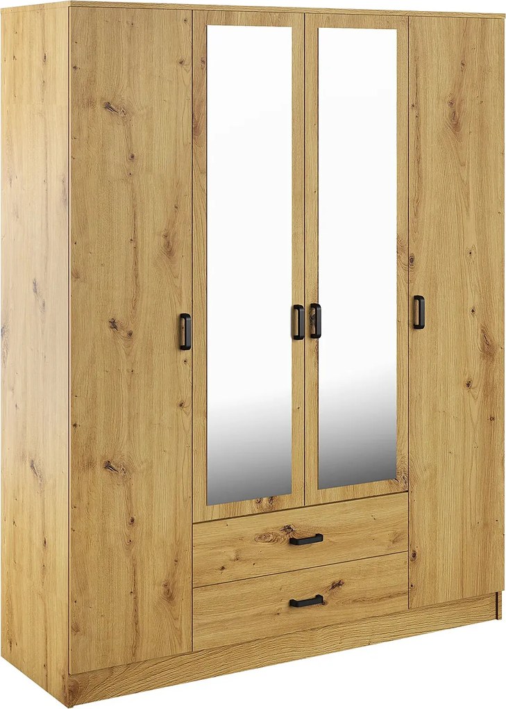 Czterodrzwiowa szafa z lustrem w kolorze dąb artisan E6-C39