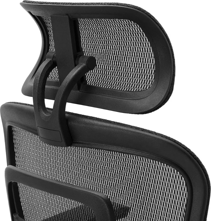 Fotel biurowy siatkowy Ergomix z zagłówkiem, zgodny z normą BHP